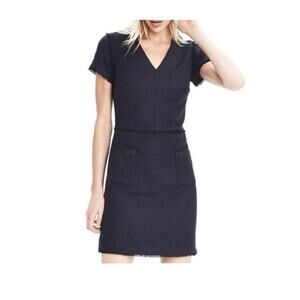 Banana Republic Wool Blend Speckled V-Neck Dress Navy Size 0P Petite